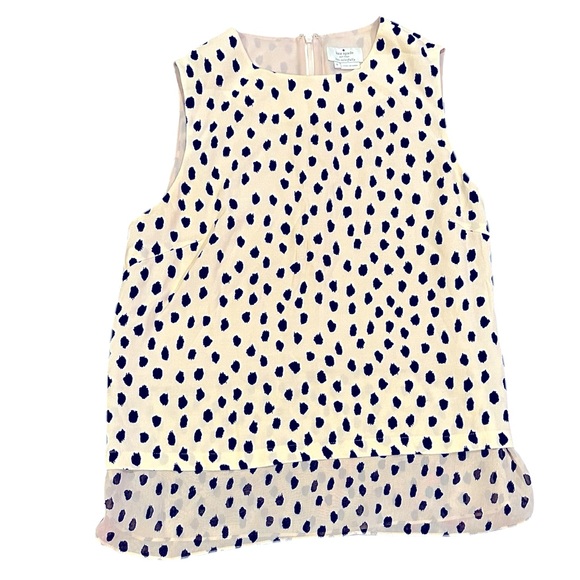 Kate Spade Silk Black Creamy White Sleeveless Blouse S - Picture 8 of 12
